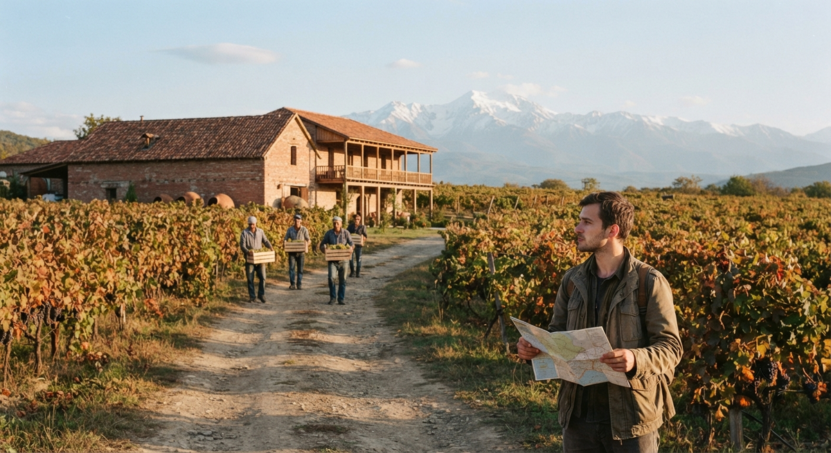 Early October in Kakheti, Georgia, during the Rtveli grape harvest
