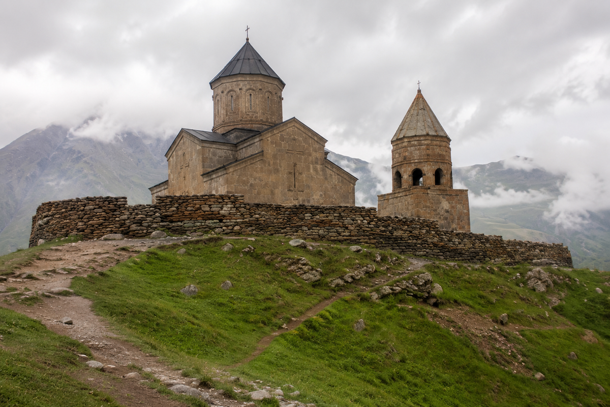 Gergeti Trinity Church (Tsminda Sameba Church), Stepantsminda, Kazbegi, Georgia