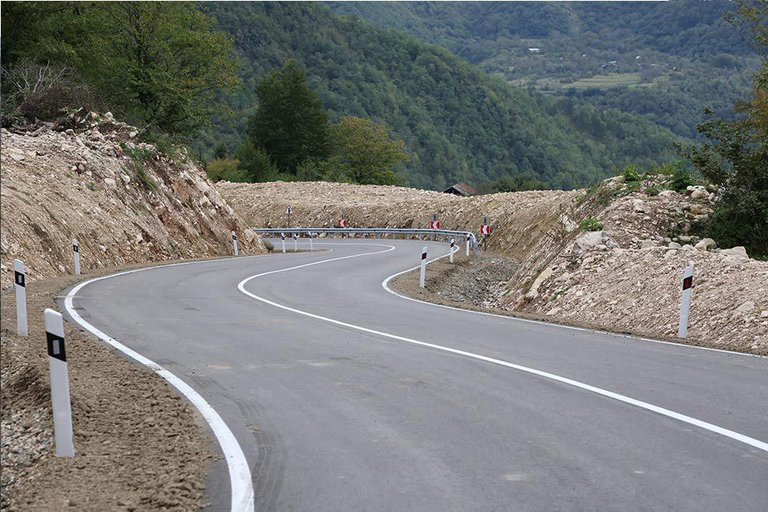 The mountain road in the resort area of Borjomi has been reconstructed