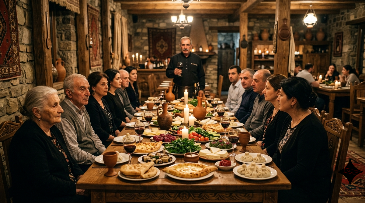 Georgian traditional home before a supra feast begins