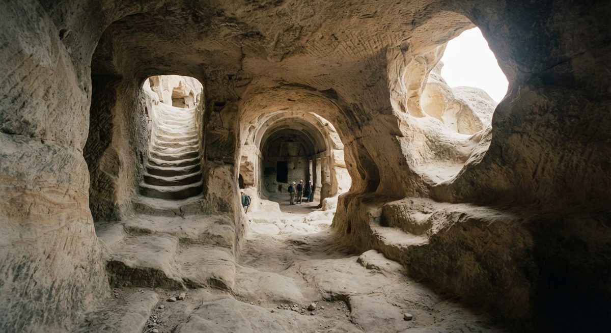 Interior passage inside the ancient cave city of Uplistsikhe, Georgia