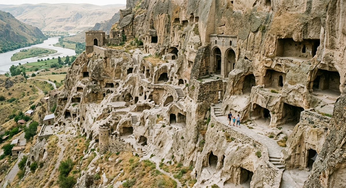 Vanis Kvabebi cave monastery near Vardzia, Georgia
