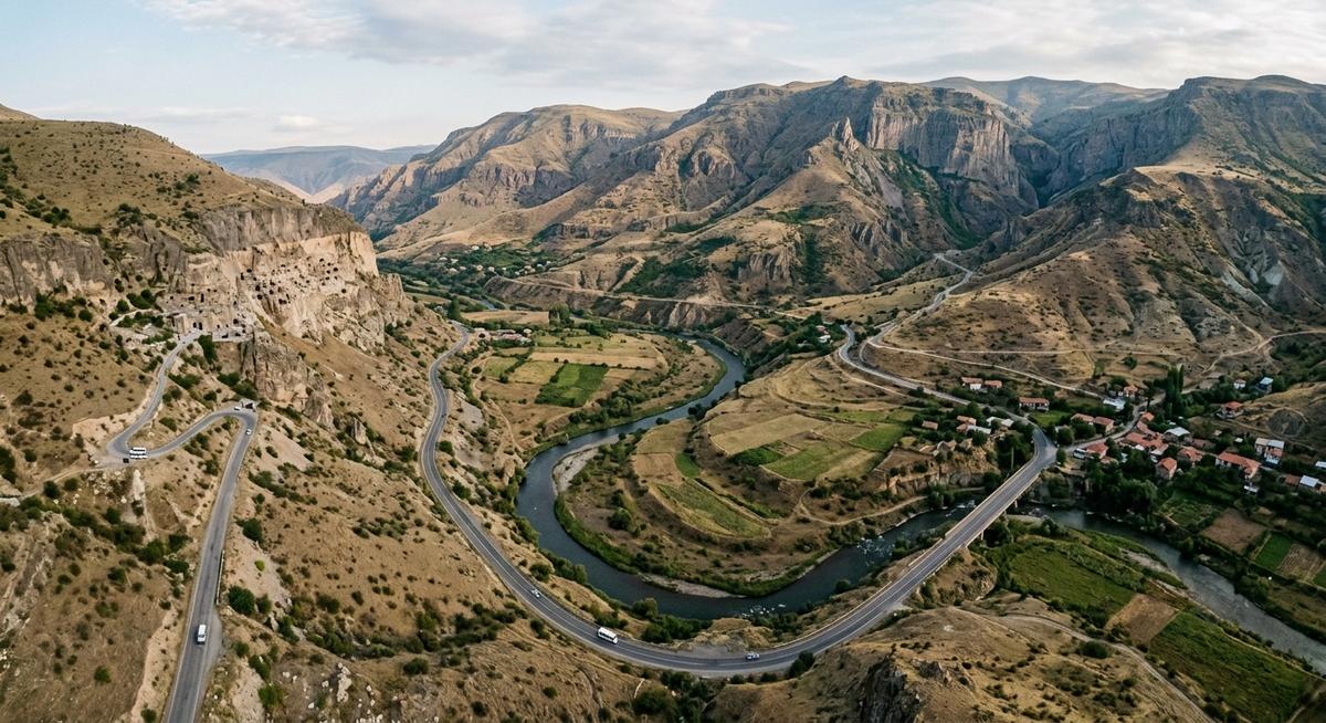 Mtkvari River valley in southern Georgia