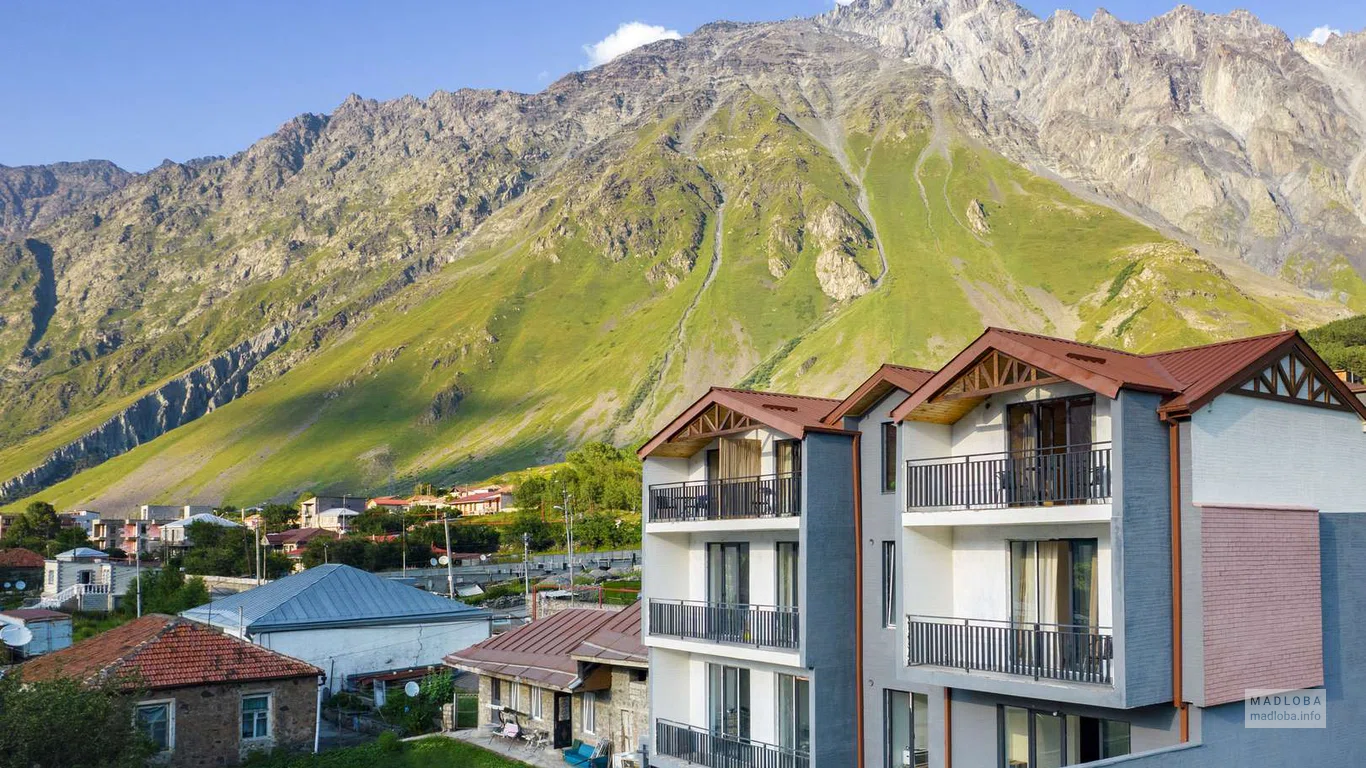 Семейный отель "Aronia Kazbegi"  в Степанцминде на фоне гор