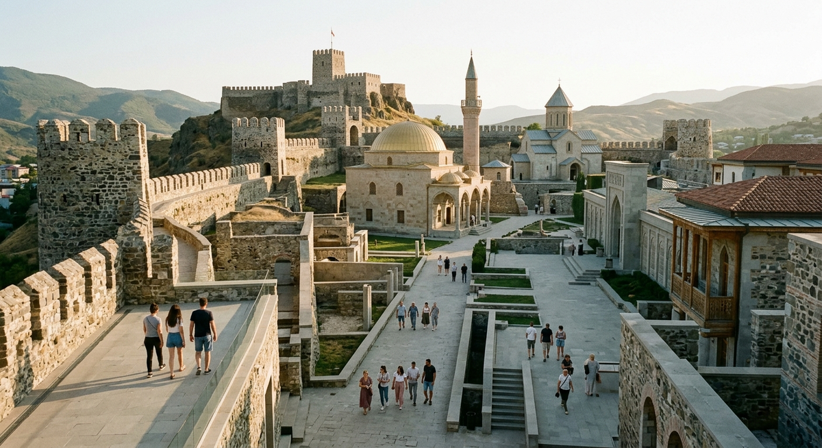 Rabati Fortress photographed from the upper terrace overlooking the main courtyard