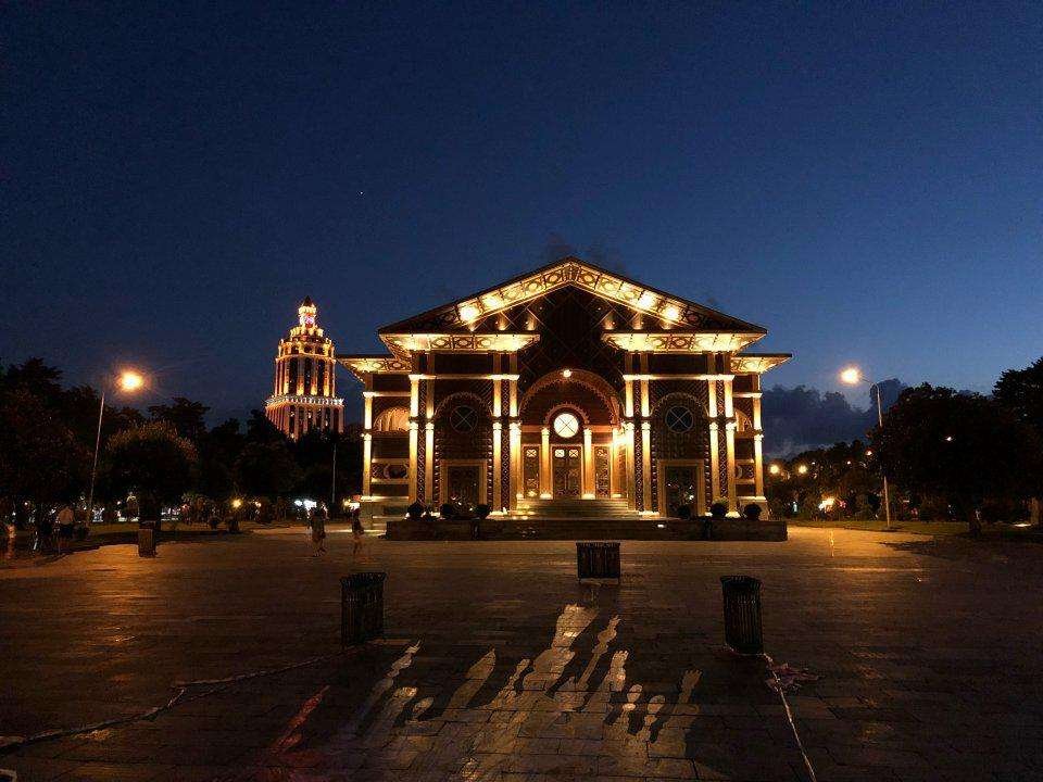 A night view of the New Summer Theater in Batumi