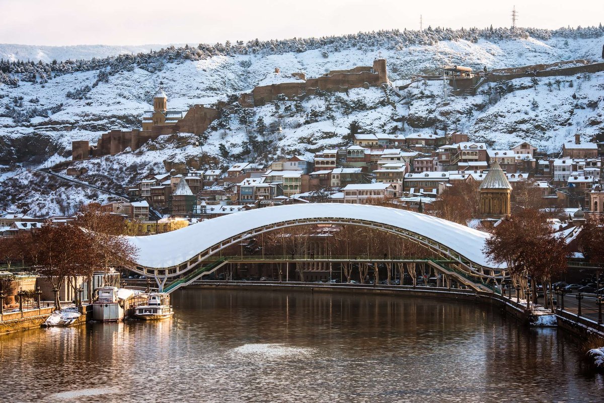 A view of snowy Tbilisi in winter