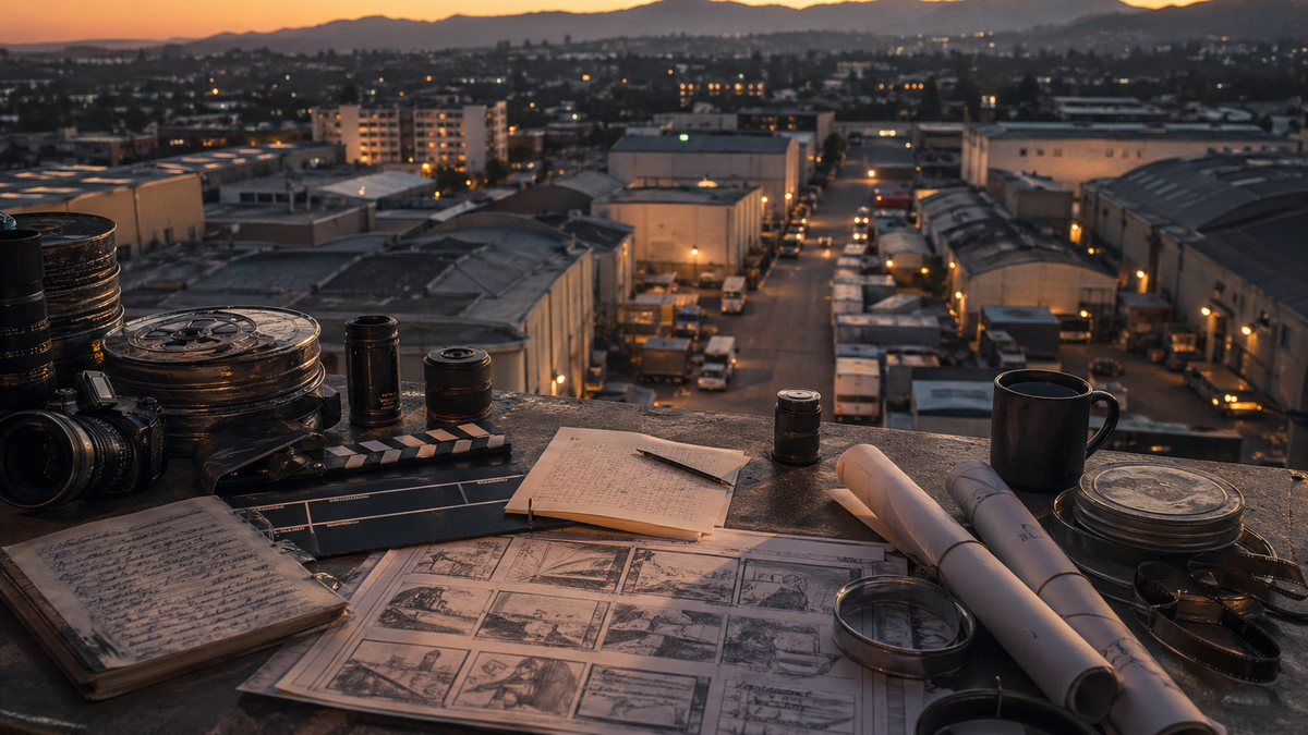 Aerial view of Hollywood studio