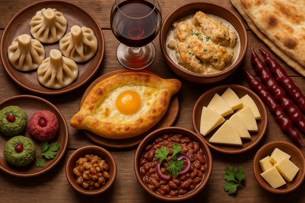 a variety of Georgian dishes