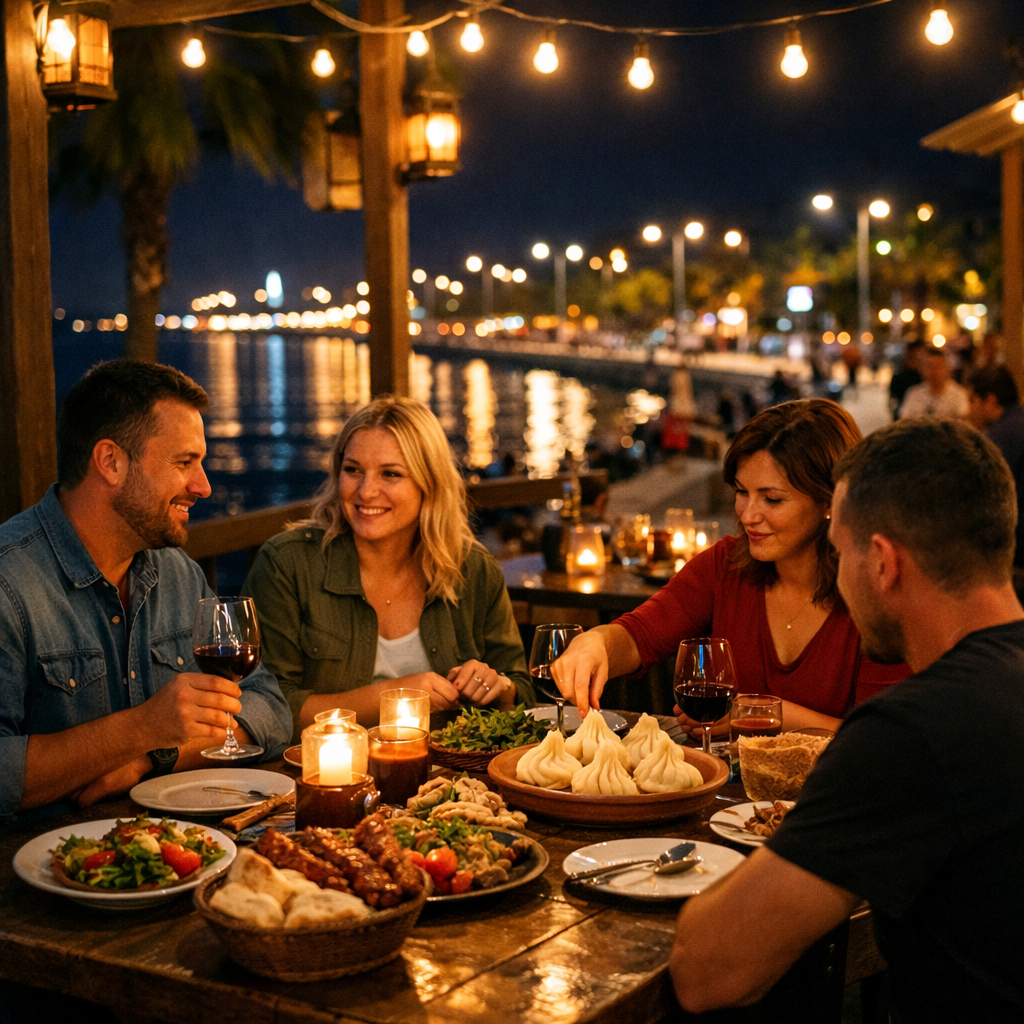 Late night dinner on Batumi terrace