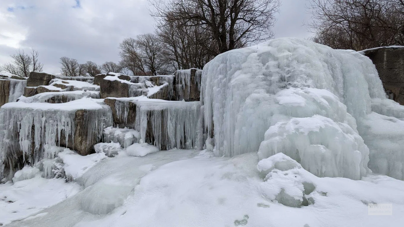 Замерзший Бешташенский водопад