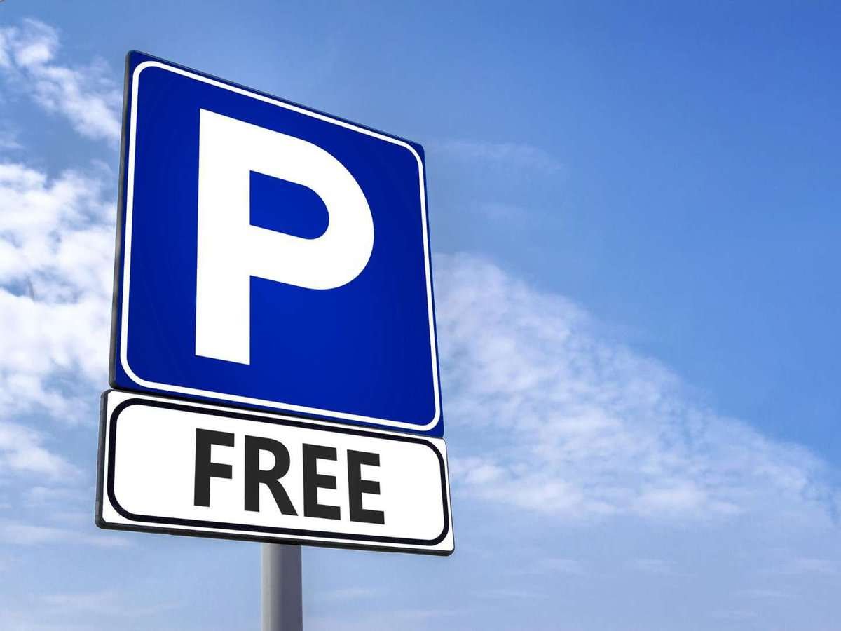 free parking road sign