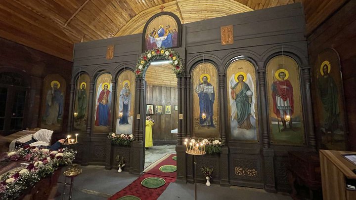 Wooden Church of Christ the Savior in the village of Khunjulauri