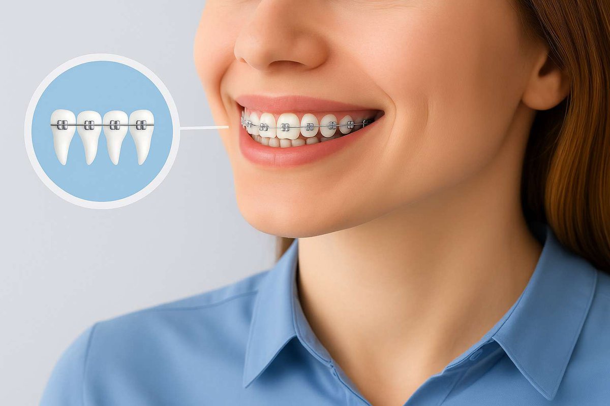 Девушка с брекетами