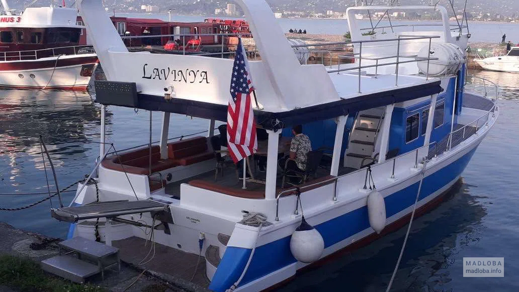 Double-deck boat Lavinya Cruise in the port