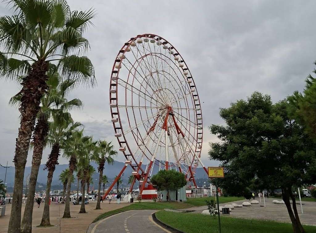 Ferris wheel in Batumi on the seashore