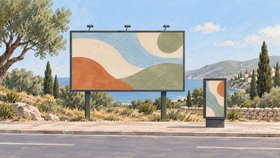 Рисованная обложка рубрики «Наружная реклама» в Грузии.