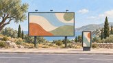 Рисованная обложка рубрики «Наружная реклама» в Грузии.