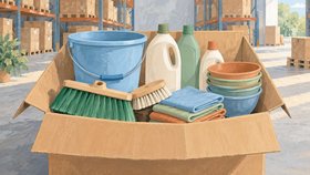 Рисованная обложка рубрики «Поставщики бытовых товаров и хозтоваров» в Грузии.