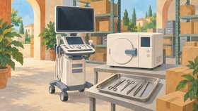 Рисованная обложка рубрики «Поставщики медицинского оборудования и инструментов» в Грузии.