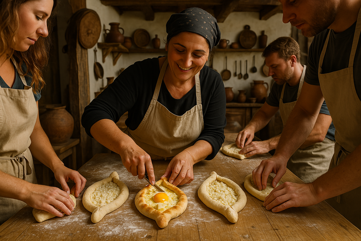 A master class on cooking Adjarian khachapuri