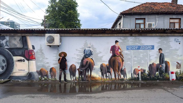 NIKO Street Art: გზა გომის მთამდე | პაბლო კალანდარიშვილის ფრესკა