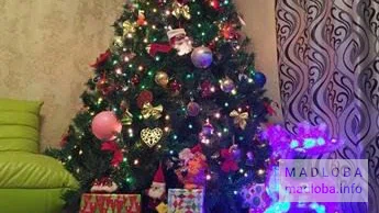 Новогодняя елка в гостевом доме в Тбилиси