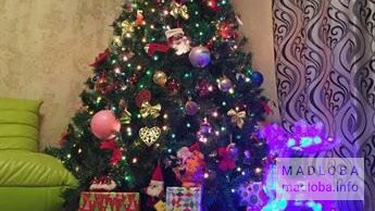 Новогодняя елка в гостевом доме в Тбилиси