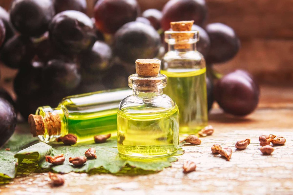 Grape seed oil extract in a small jar for massage