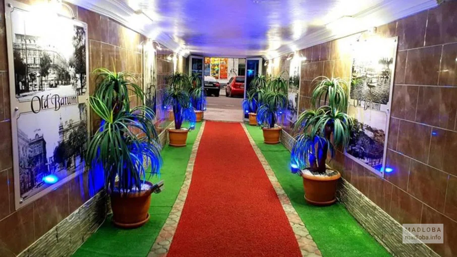 Красная дорожка на входе в отель liko в Грузии