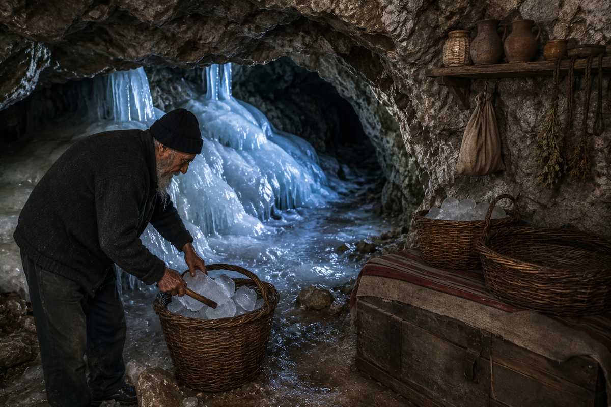 Discover how local communities traditionally used natural cave ice for food storage and everyday life long before modern refrigeration.