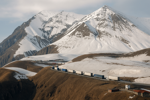 Крестовый перевал в Грузии зимой