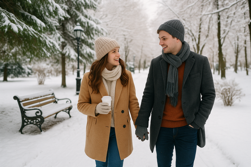 Molodaya para v zimnem parke.max-800x600