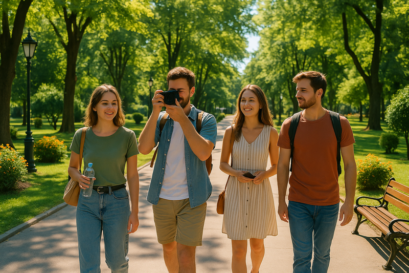 Molodye lyudi gulyayut v parke.max-800x600