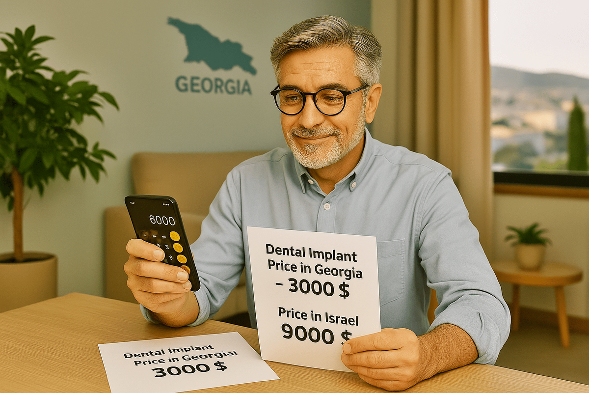 Мужчина смотрит счет за имплантацию