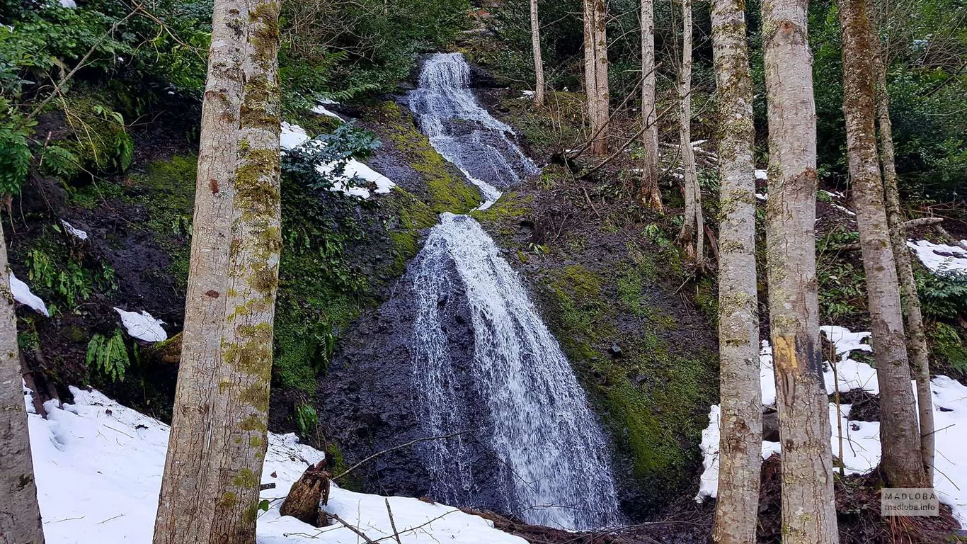 Водопад зимой в Национальном парке Боржоми-Харагаули