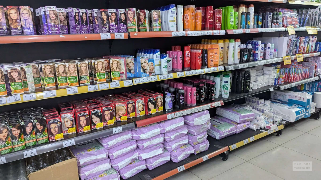 Краска для волос и средства гигиены в супермаркете Nikora