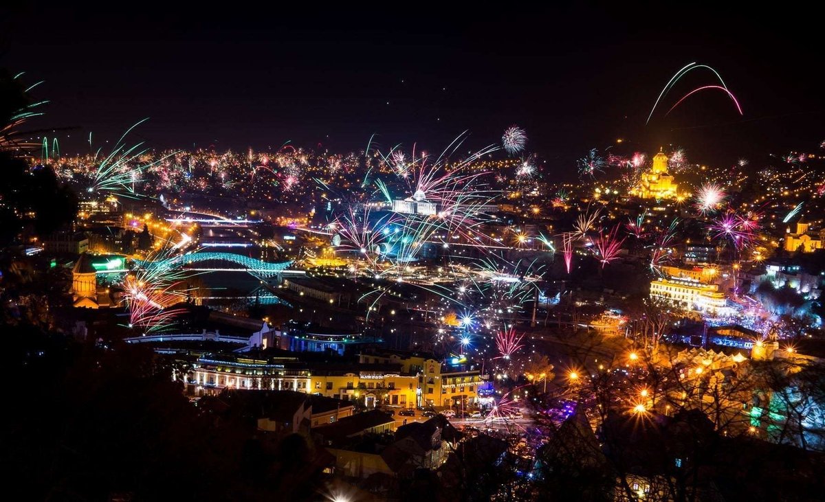 New Year's fireworks in Tbilisi