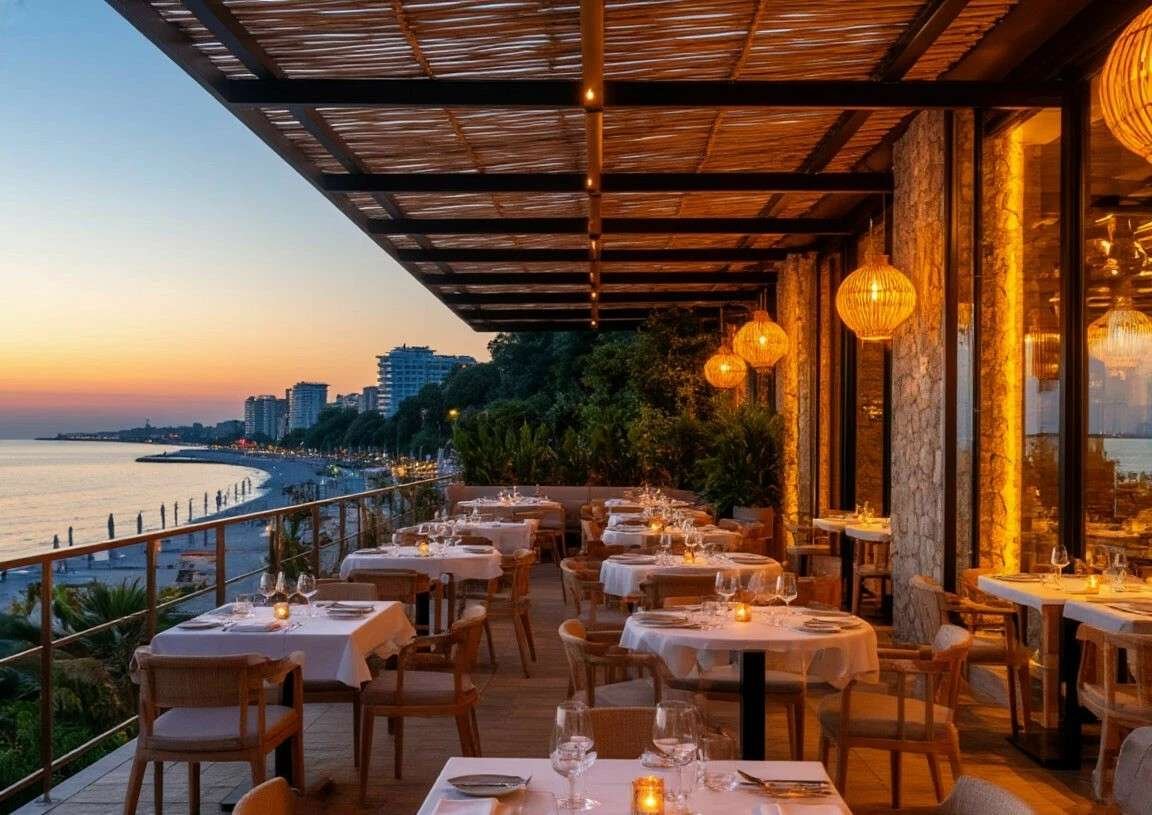 Trendy Batumi restaurant at sunset