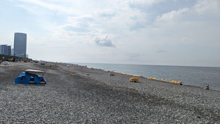 The beach to the left of the pier