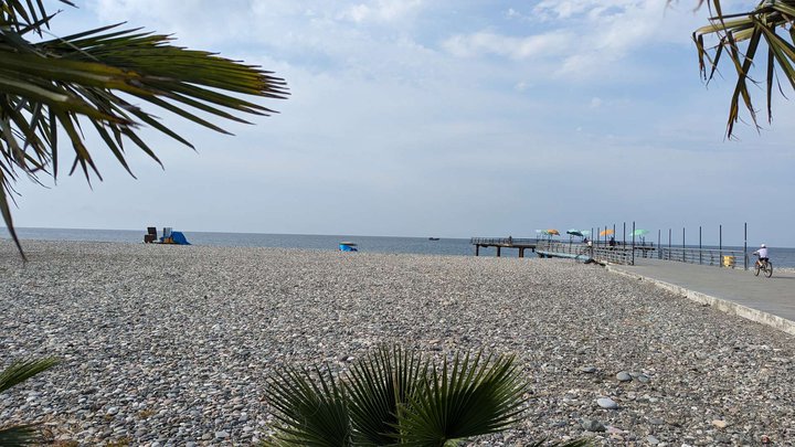 The beach to the left of the pier