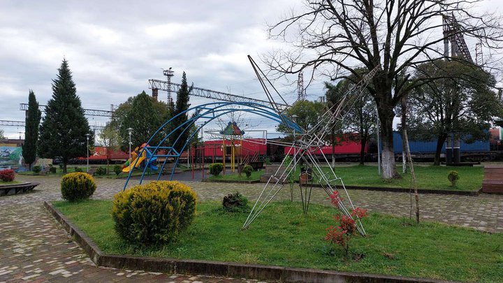 Park alley near the railway station