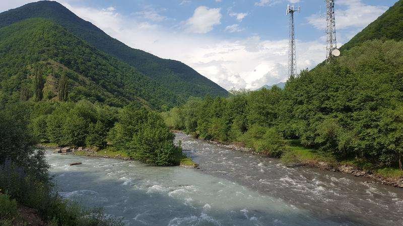 The confluence of two rivers in Pasanauri