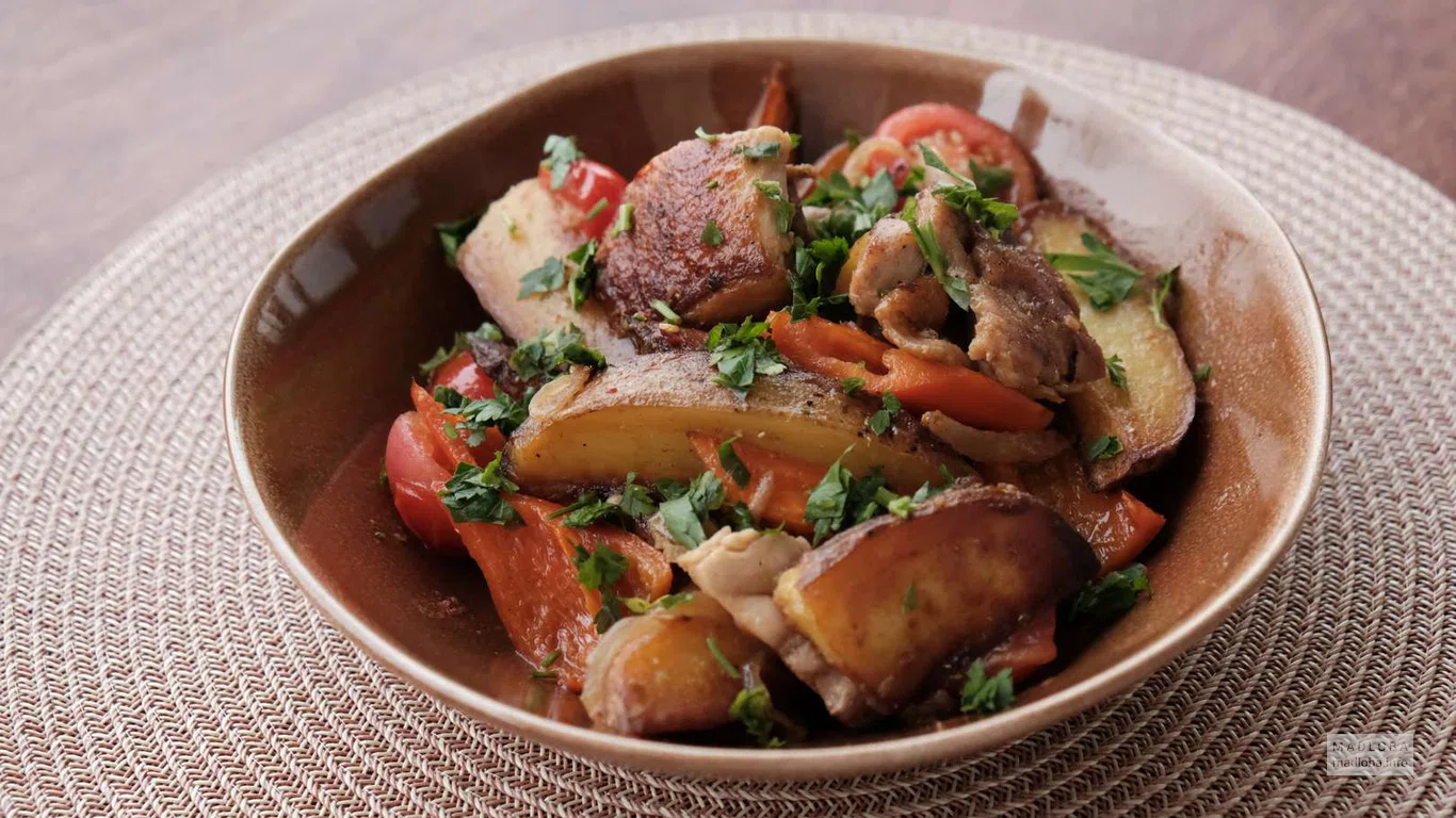 Куриная грудка су-вид с овощами гриль