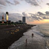 The beach to the left of the pier