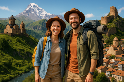 туристы на отдыхе в Грузии
