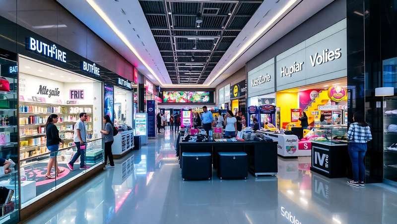 A spacious shopping center with a large number of retail outlets inside