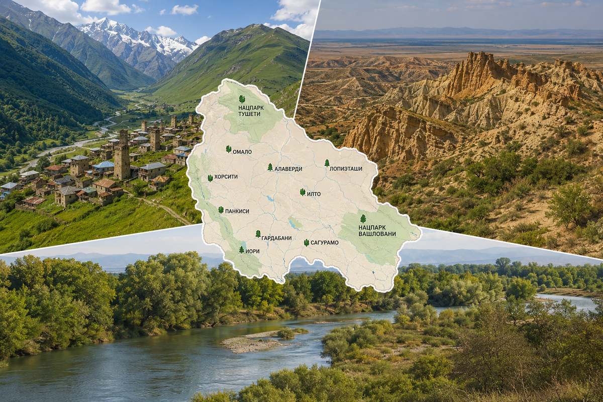 Explore Kakheti's national parks, nature reserves and protected landscapes, from alpine mountains to semi-deserts and river forests.