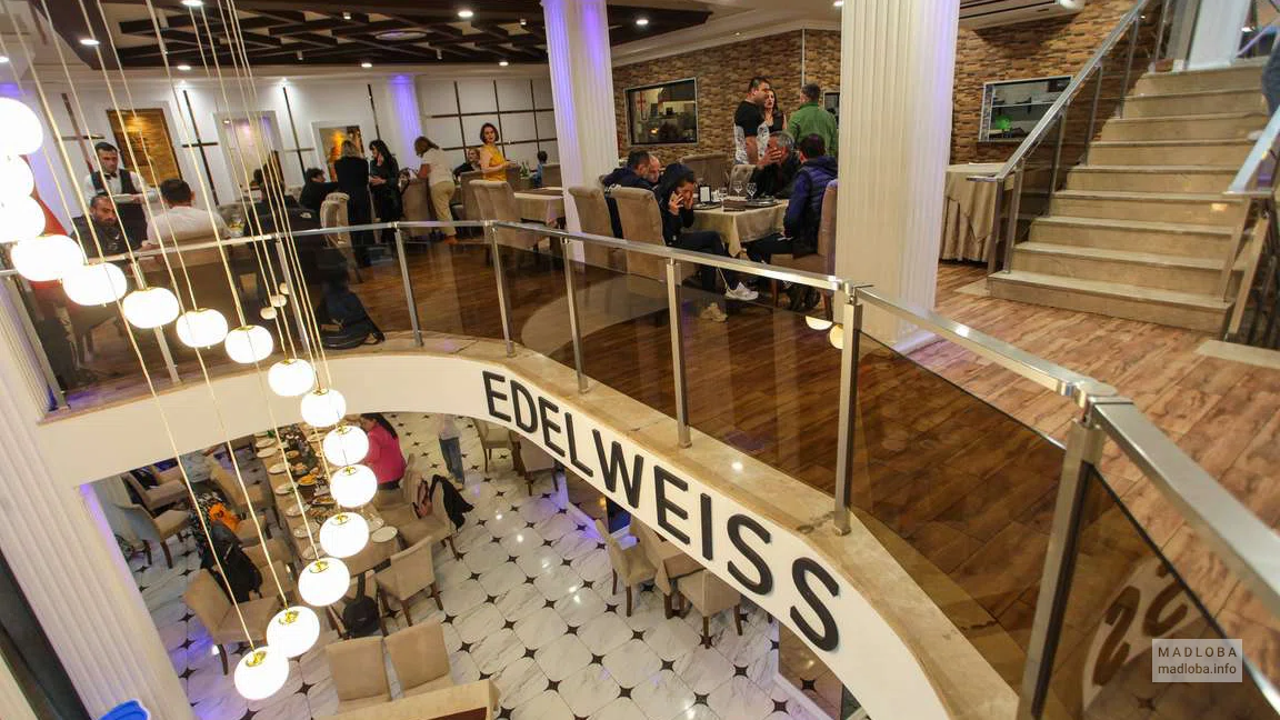 Вид со второго этажа в Restaurant Edelweiss