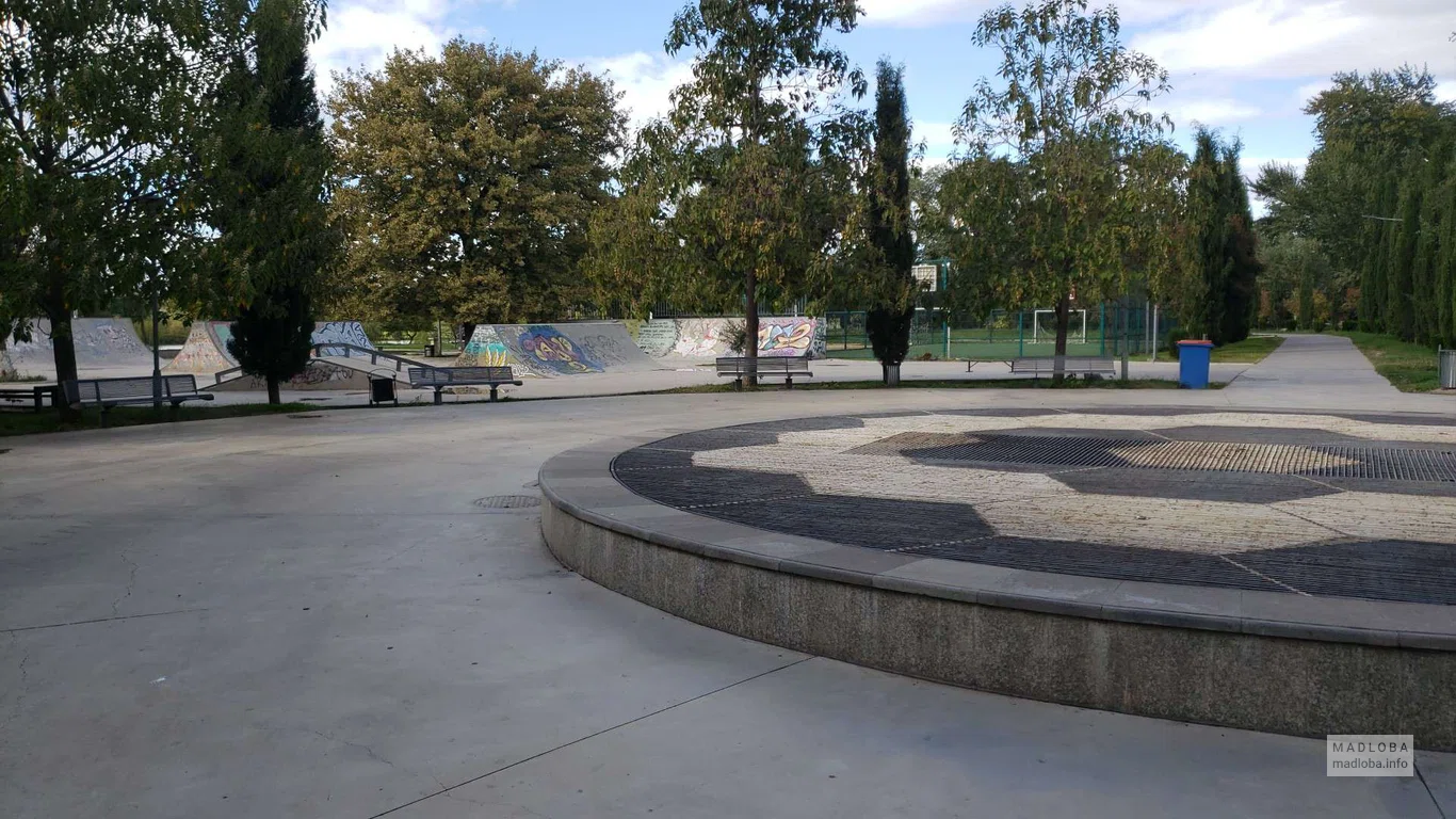 Скейтборд площадка в парке Рустави
